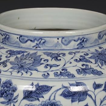 Amazon.co.jp: 青花纏枝牡丹紋大罐唐物陶磁器中国美術置物賞物